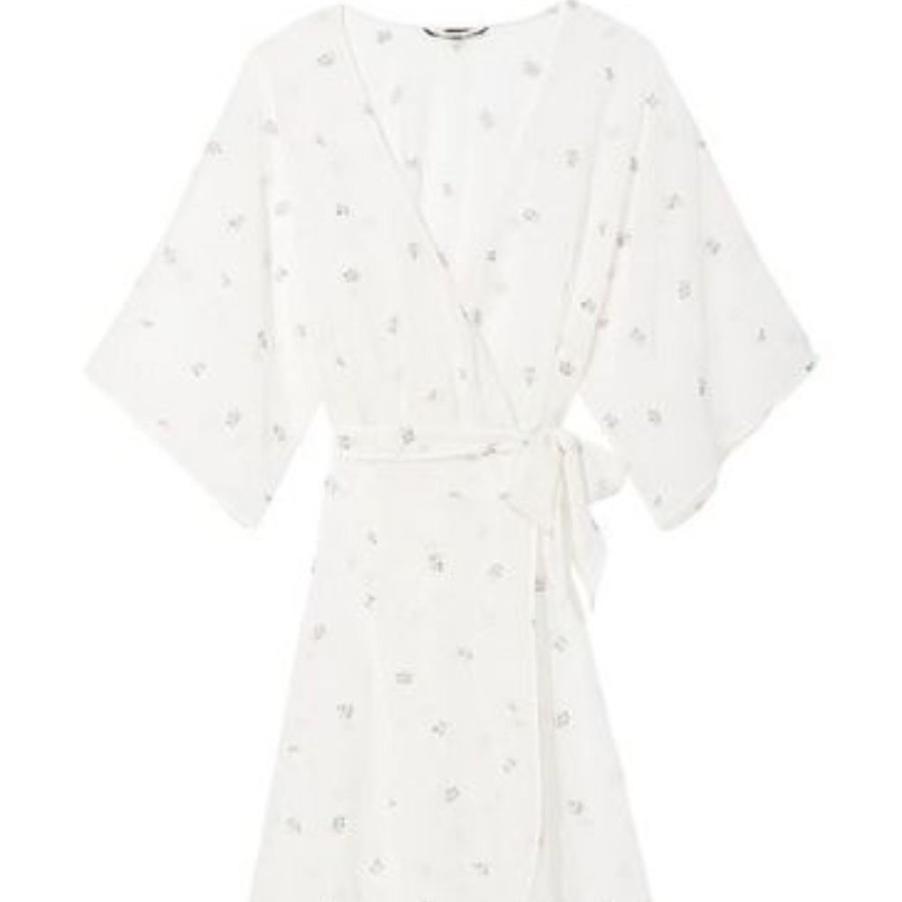 White Sheer Long Embroidered Robe - Picture 2 of 2
